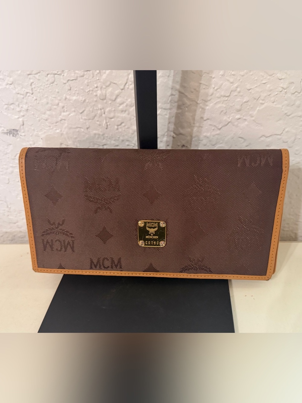 MCM Dark Brown Logo-Print Wallet